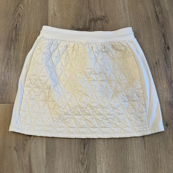 Athleta Quilted Solstice Skirt Size 10 Cream White Drawstring Pockets Athleisure - Picture 7 of 7